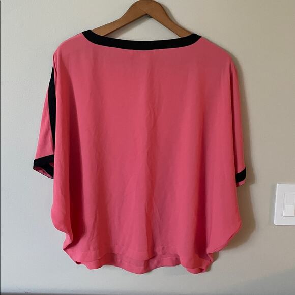 LOFT Pink and Black Women's Flowy Chiffon Blouse oversized Size XS - Picture 5 of 5